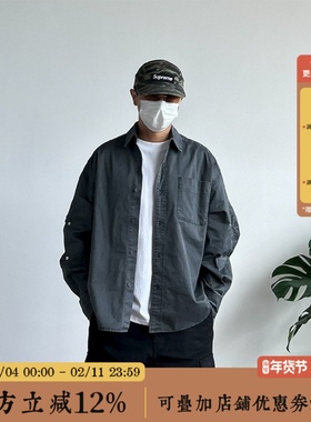 BBCN STORE美式复古街头水洗做旧工装衬衫宽松休闲百搭长袖衬衣