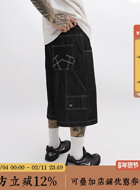 BBCN STORE工装牛仔短裤男女夏季运动美式复古宽松阔腿六分裤子