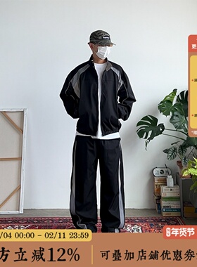 BBCN STORE机能复古运动套装秋季新品美式街头夹克赛车服休闲裤