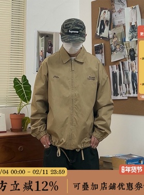 BBCN STORE美式复古春季做旧翻领教练夹克宽松流行潮牌上衣外套