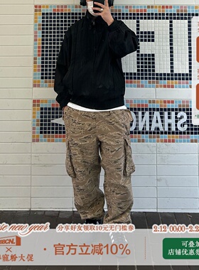 BBCN STORE美式复古水洗做旧迷彩工装裤男女宽松直筒阔腿休闲长裤