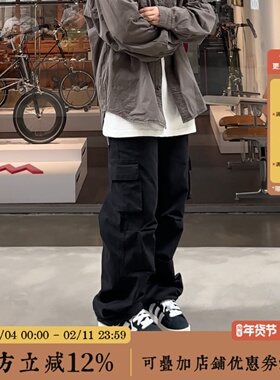 BBCN STORE美式水洗复古工装裤男女春秋廓形直筒宽松休闲长裤