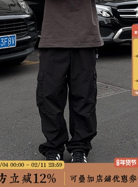 BBCN STORE美式宽松双褶速干运动裤男女防风防水多口袋工装裤