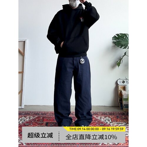 美式复古重水洗做旧直筒工装裤