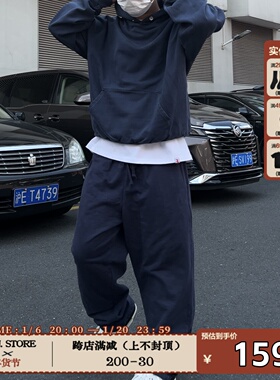 BBCN STORE宽松百搭垂感运动裤美式hiphop纯棉抽绳阔腿休闲卫裤