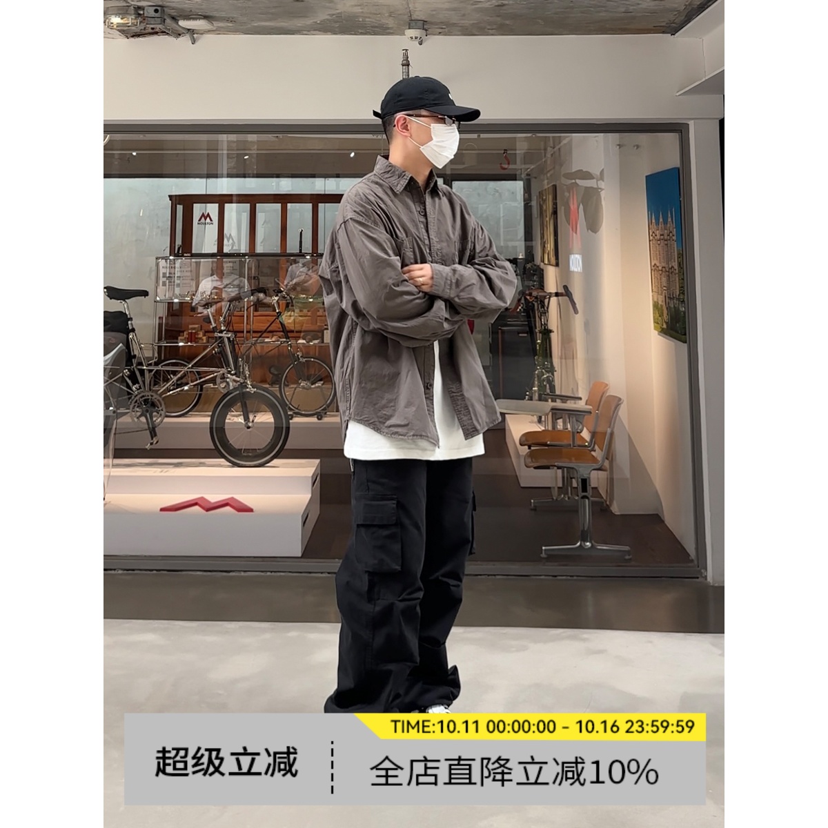 BBCN STORE美式复古宽松男女休闲衬衫水洗长袖翻领工装外套