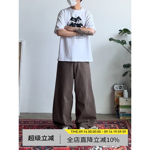 简约廓形弯刀牛仔裤直筒宽松