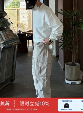 BBCN STORE双褶阔腿机能伞兵工装裤宽松直筒速干裤美式休闲长裤