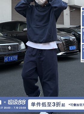 BBCN STORE宽松百搭垂感运动裤美式hiphop纯棉抽绳阔腿休闲卫裤