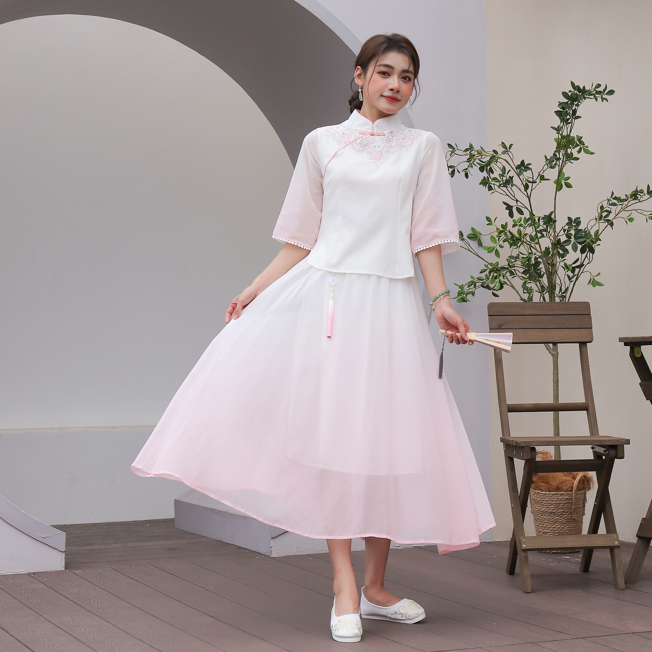 茶艺师汉服异步倾歌复古年轻款