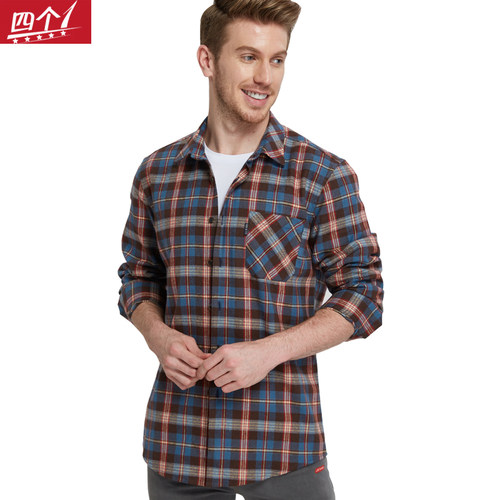 格子纯棉秋季大码定做休闲衬衣