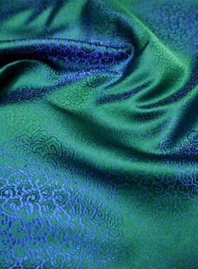 绿色夹宝蓝满地祥云团云纹织锦缎丝绸缎子云宋锦唐装汉服布料面料