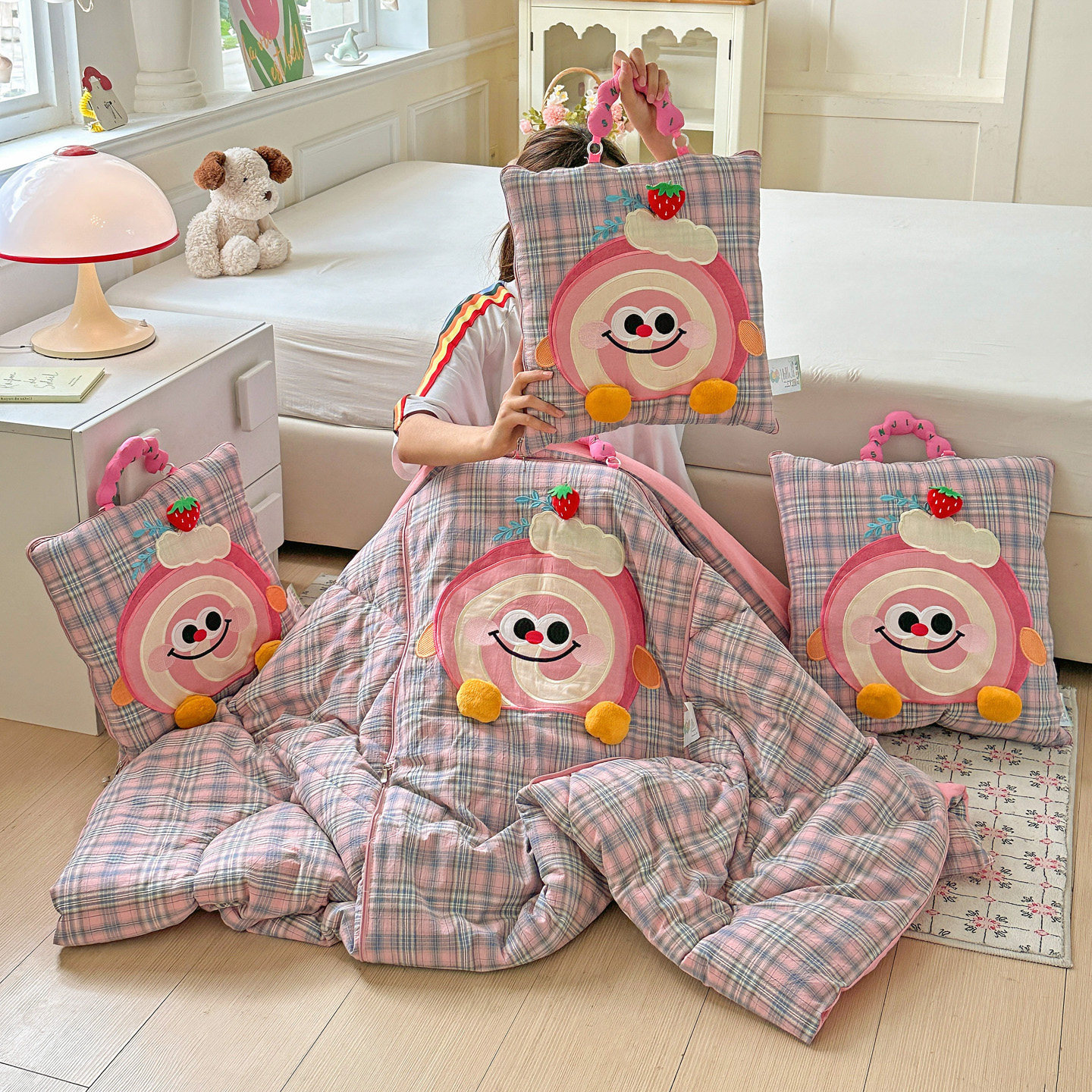 全棉抱枕被子两用二合一午休空调被办公室午睡纯棉汽车用靠垫枕头