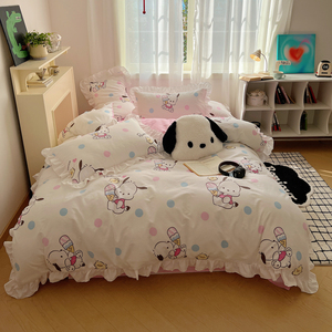 helloKitty凯蒂猫全棉四件套纯棉床单被套学生宿舍三件套哈喽KT粉