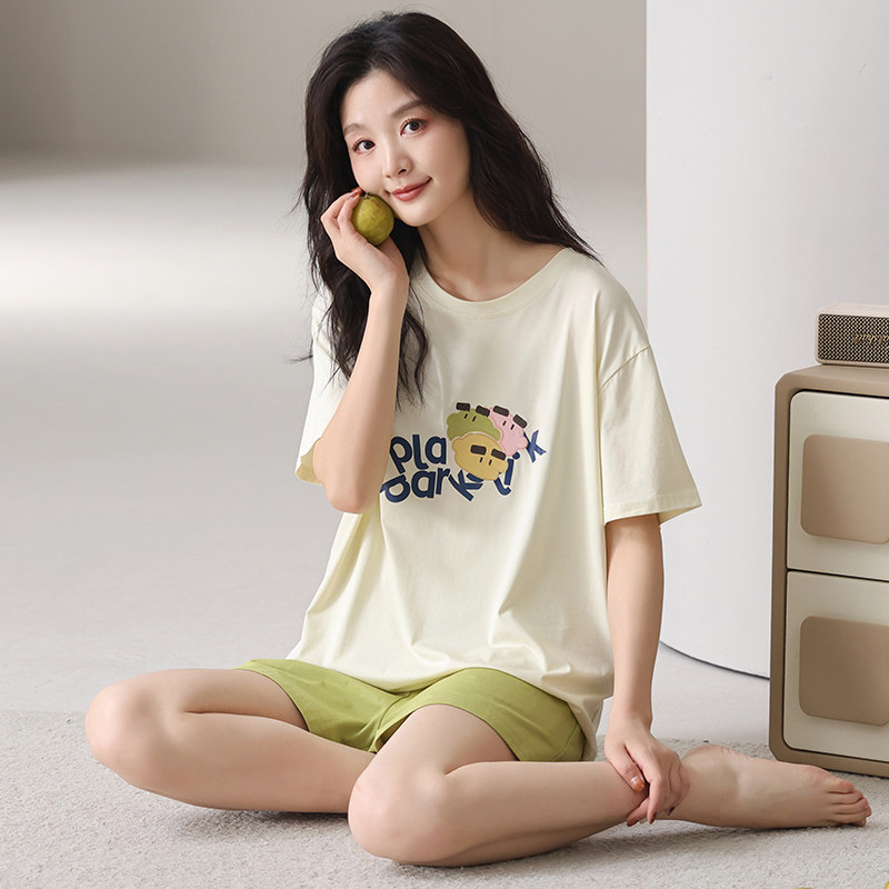 睡衣夏季莫代尔短袖女家居套装