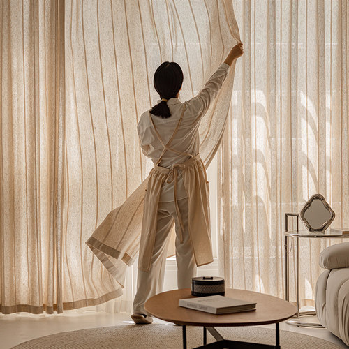 日式原木风小清新亚麻窗帘纱帘