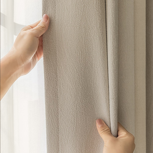 奶油风小清新水芙棉遮光窗帘布