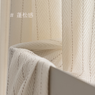 奶油风羊毛纱窗帘纱帘透光不透人客厅卧室高级感棉麻条纹窗纱布料