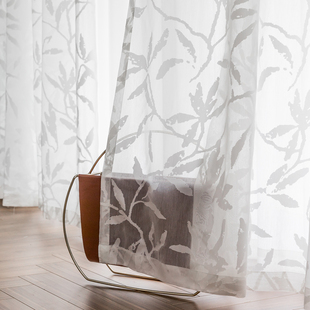 白色纱帘透光不透人轻奢高档高级感棉麻白纱窗帘客厅卧室飘窗阳台