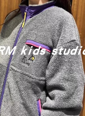 RM原创设计秋冬新品男女儿童宝纯棉日系灰色摇粒绒口袋卫衣外套