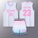 白粉渐变篮球服套装 男定制迈阿密棉花糖球衣学生比赛训练队服印字