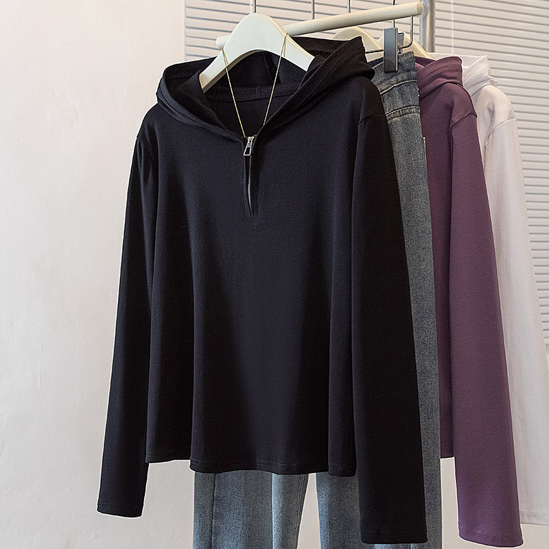 大码女装百搭连帽长袖卫衣外套女士秋冬新款胖mm显瘦休闲宽松上衣
