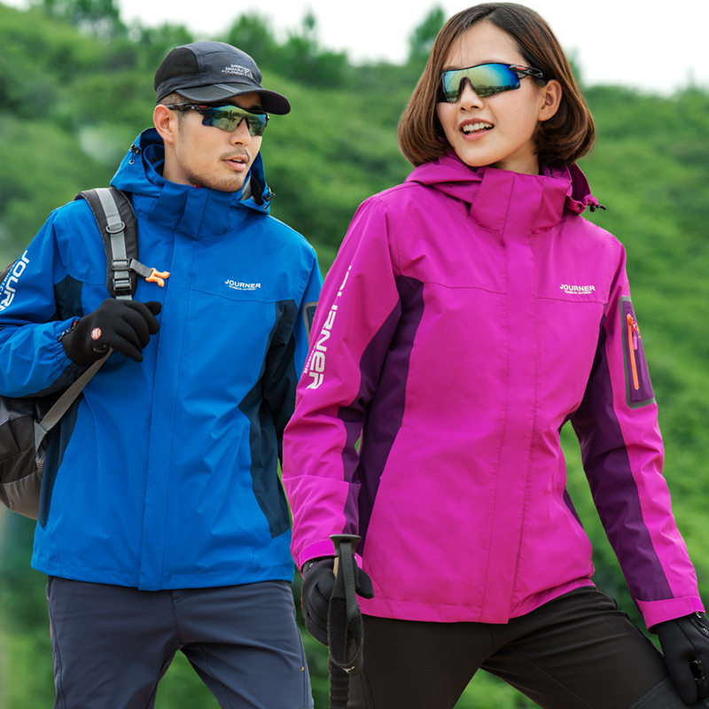 冲锋衣男春秋薄款登山服装女爬山衣服韩国韩版外套两件套青少年潮