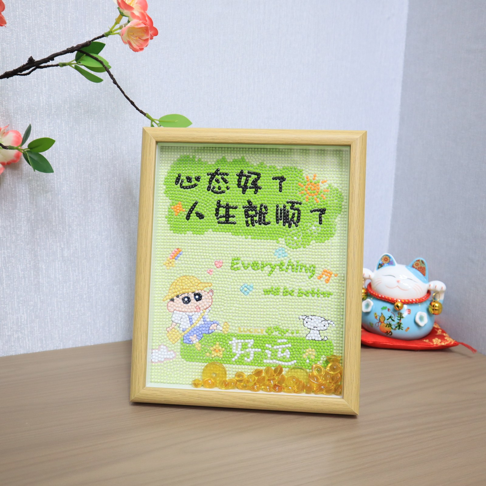 2026新款带框钻石画diy手工粘贴可爱点钻画十字绣寓意好小幅摆件