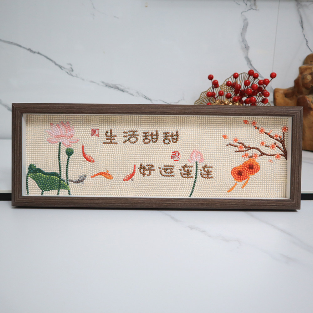 2026年新款带框钻石画荷花客厅满钻手工diy十字绣摆件寓意好摆台图片