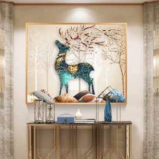2025年新款 点贴钻十字绣麋鹿轻奢砖石画 发财鹿钻石画满钻北欧风格