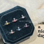 Maywct mini欧泊土星彩色澳宝星球精致小巧钛钢耳钉耳骨ins小众