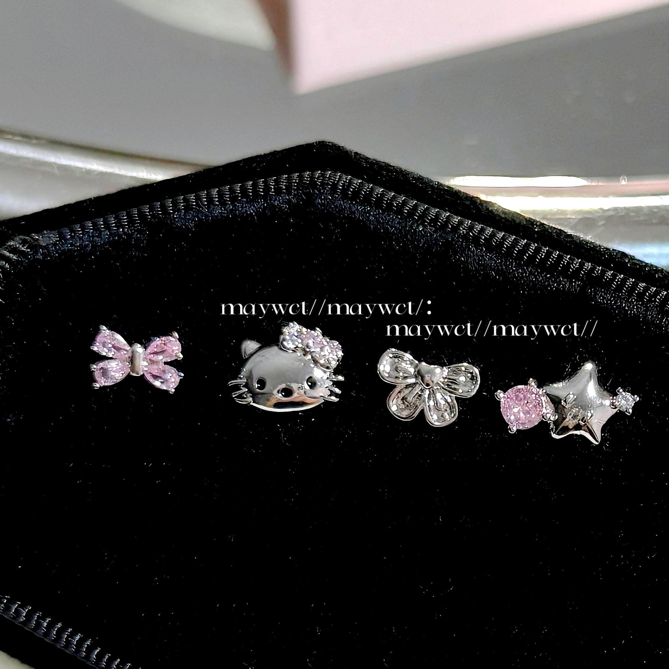 Maywct 可爱kt猫咪蝴蝶结星星甜美粉色小巧钛钢螺纹耳钉耳骨耳蜗,饰品/流行首饰/时尚饰品新,耳钉,淘宝优惠券,粉丝福利购,淘宝优惠卷