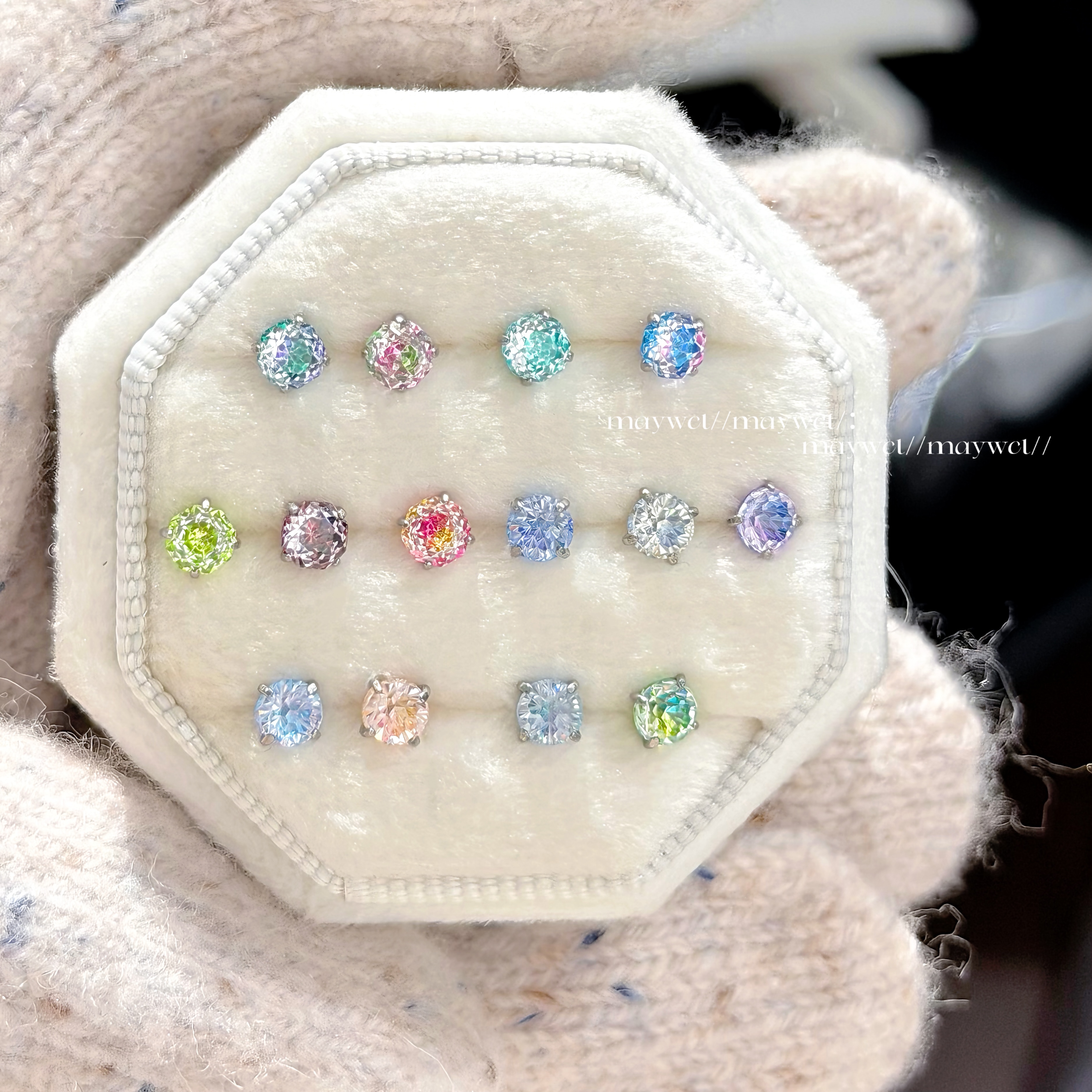 4mm闪闪玫瑰烟花切基础养耳耳钉