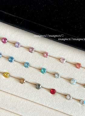 Maywct 爆闪正品6.2mm华子彩色圆钻钛钢平底螺丝防过敏耳钉耳骨