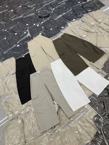 26韩版sliver复古水洗做旧宽松口袋直筒工装裤女高腰阔腿长裤3080