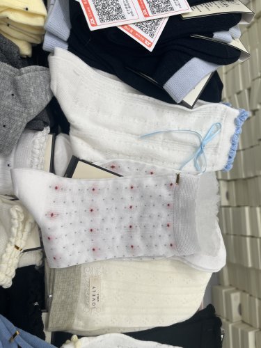 26春夏韩版ins波点蝴蝶结小花朵中筒袜女舒适透气百搭中筒袜子