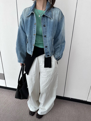 26春韩版insist复古水洗磨白蓝色牛仔短外套女宽松短款夹克63001