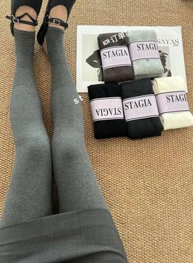 25秋冬韩版st薄绒微压百搭修身弹力灰色踩脚袜打底裤袜300g