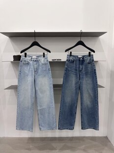 女宽松百搭休闲长裤 26春夏新韩版 insist水洗蓝色高腰直筒牛仔裤