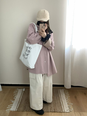 26年早春新款韩版SINGLE WELL撞色立领粉色中长款洋气宽松风衣