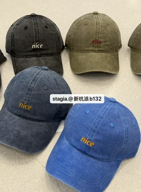 26秋韩版复古水洗蓝色牛仔面料nice字母刺绣棒球帽女休闲鸭舌帽子