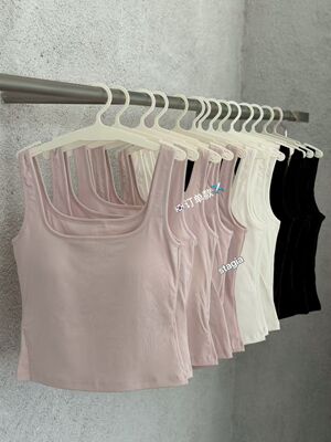 26春夏韩版st纯色简约百搭宽肩带粉色短吊带背心女休闲百搭美背