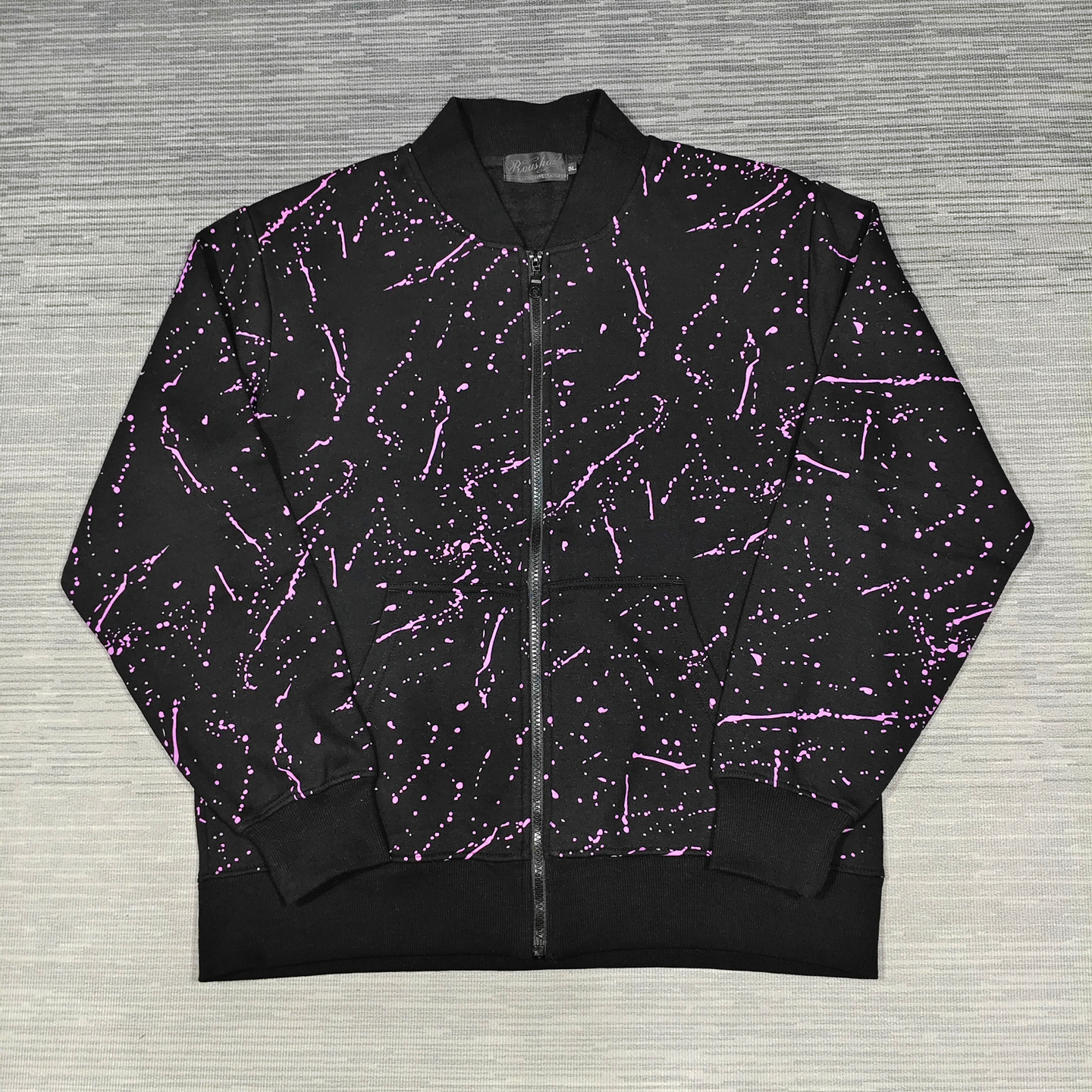 微瑕日单棉绒薄款白色宽松阔版棒球领拉链卫衣初秋印花休闲大码