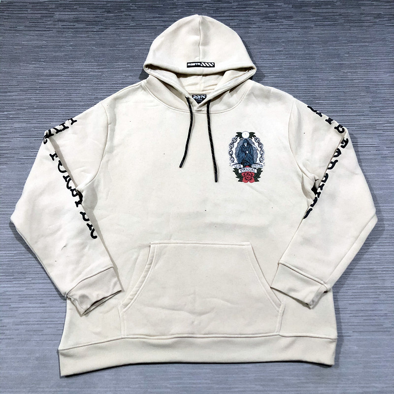 瑕疵便宜处理全涤面料保暖情侣宽松阔版落肩字母骷髅套头连帽卫衣