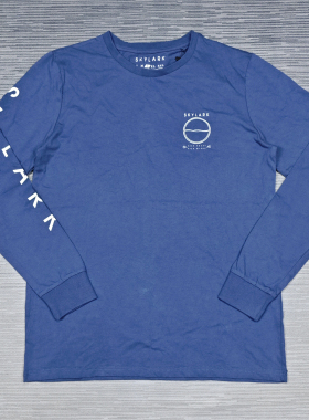 瑕疵胸围106CM老美街头休闲冲浪滑板全棉字母印花圆领长袖T恤运动