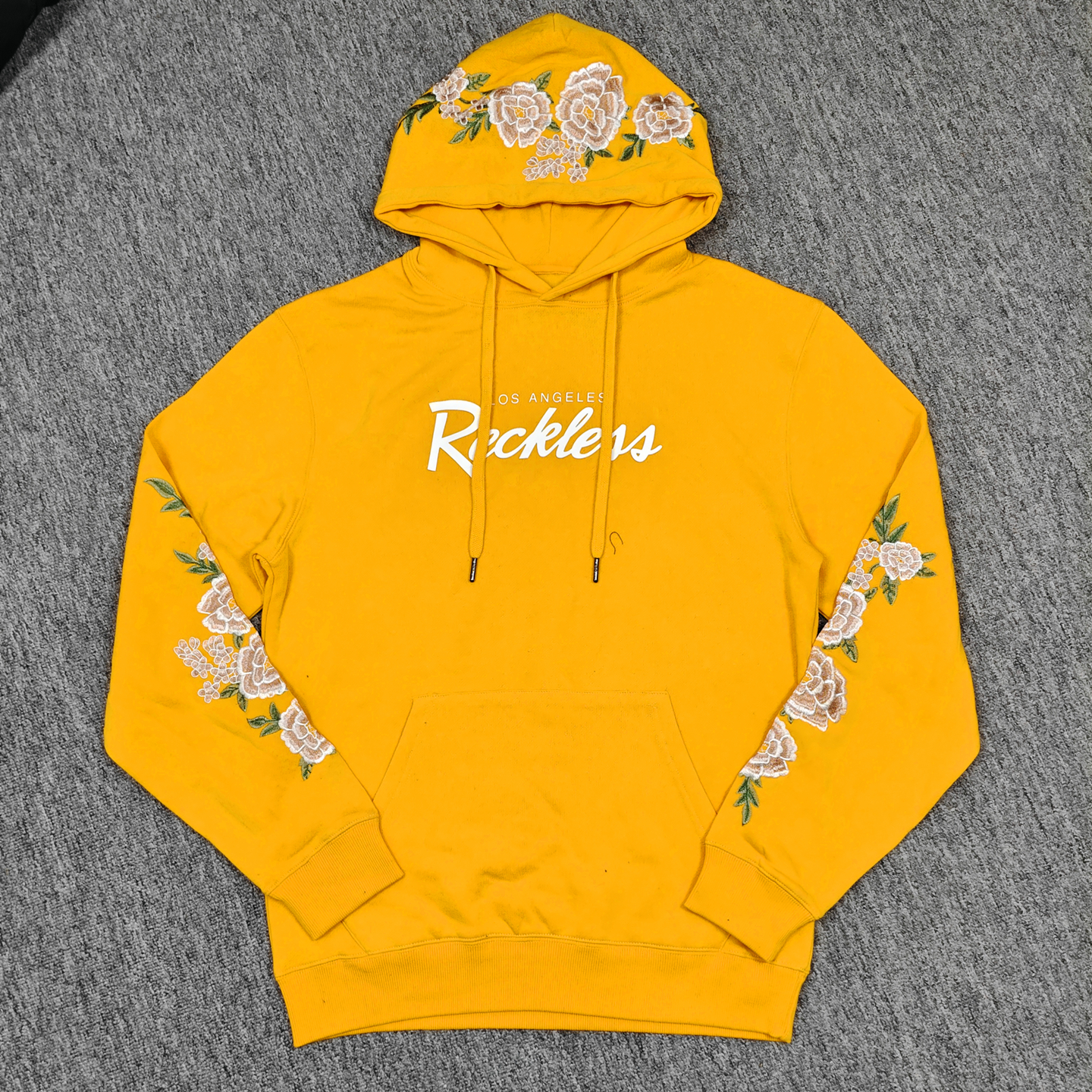 出口尾货孤品胸围104CM老美街头薄款连帽套头卫衣大面积刺绣字母