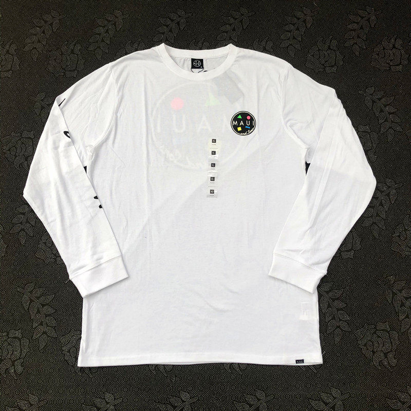 胸围110cm傻佬美街头冲浪滑板潮牌男士圆领长袖白色t恤夏季薄款