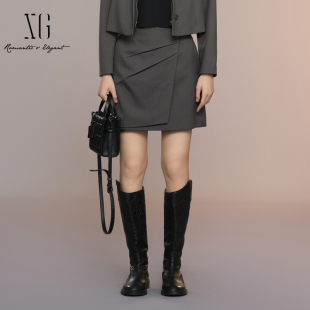 XG雪歌2025秋极简百搭显瘦A版 miu系通勤酷飒短裙女XK303010A483