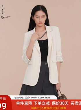 XG雪歌经典正肩休闲西装外套女25春款通勤一粒扣西服XK107016A491