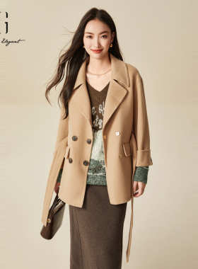 xg雪歌一手长气质通勤双面呢大衣女2024冬款羊毛外套XJ410057A409